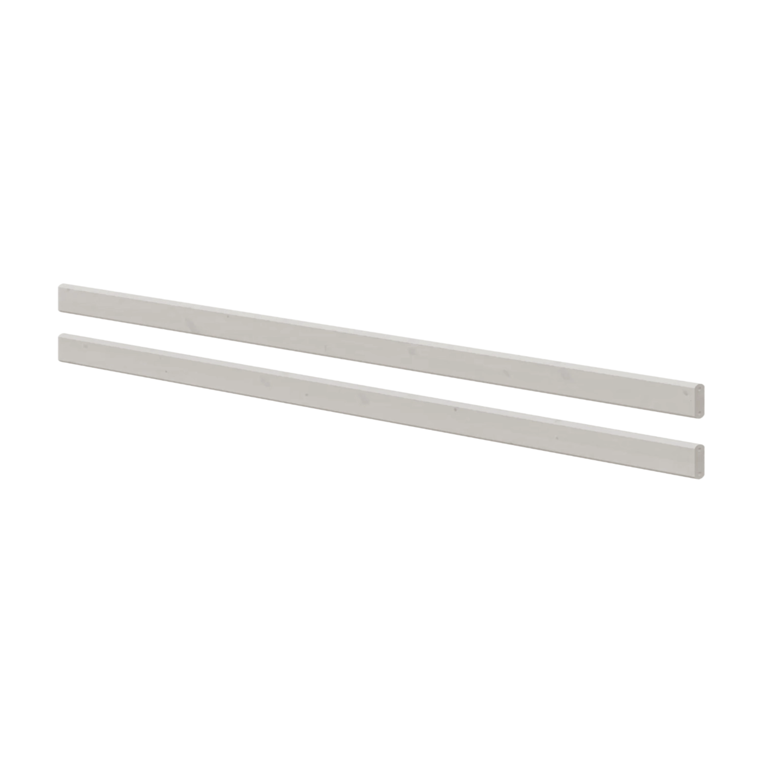 Pair of long, grey FLEXA safety rails from the CLASSIC collection shown parallel on a plain white background.