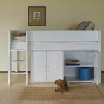 FLEXA High Bed 120 cm with Straight Ladder and Safety Rail, 90x200 cm, WHITE, Grooves, view 5