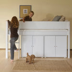 FLEXA High Bed 120 cm with Straight Ladder and Safety Rail, 90x200 cm, WHITE, Grooves, view 7