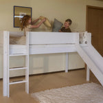 FLEXA High Bed 120 cm with Slide, Slanting Ladder and Safety Rail, 90x200 cm, WHITE, Grooves, view 6