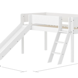 High Bed 120 cm with Slide, Ladder and Safety Rail, 90x200 cm, White MID_HIGH-BED midslp-slide-200x90-sl-ladder-grooves-f-wht  flexa-com.myshopify.com