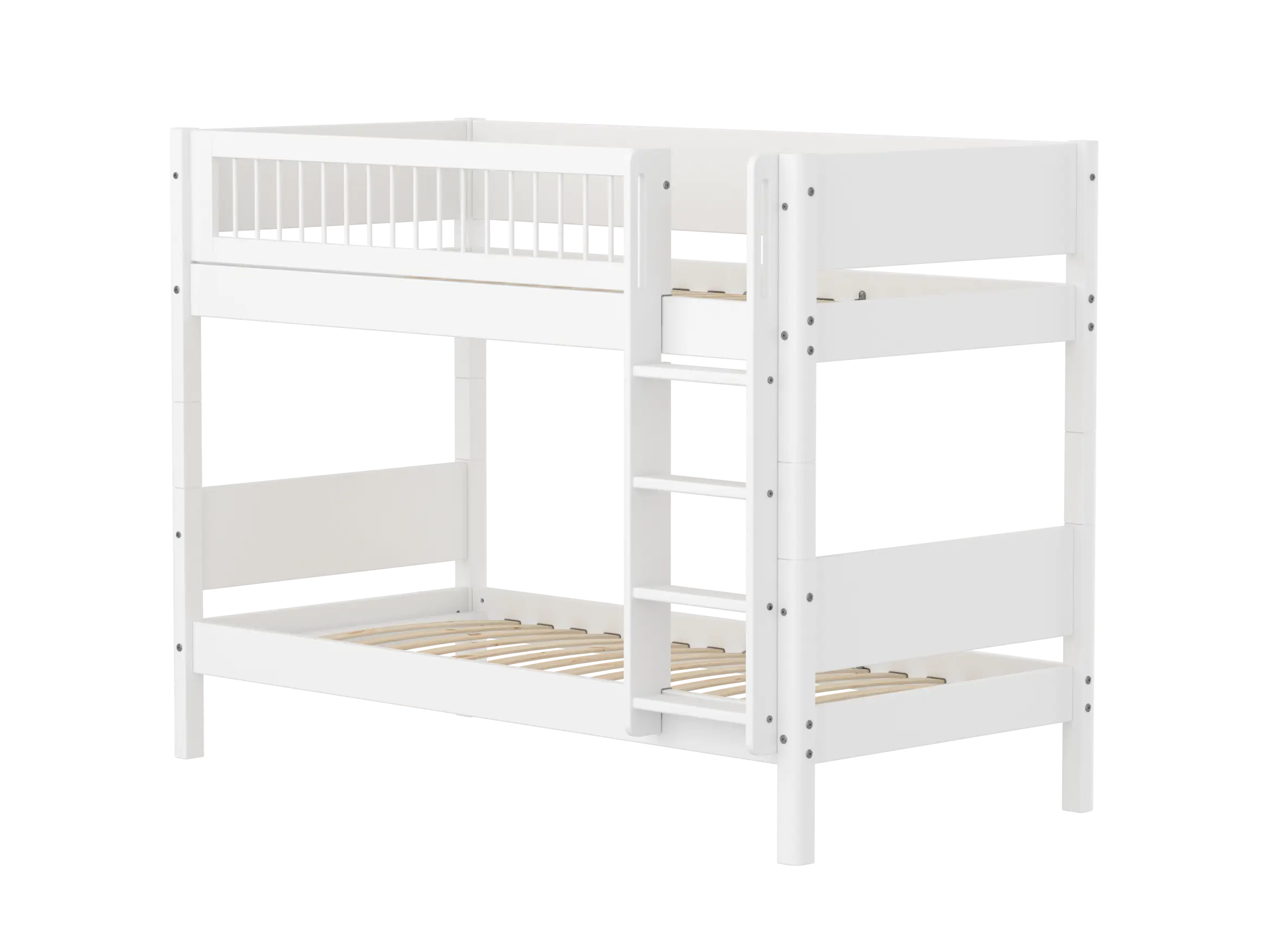 Bunk Bed 154 cm with Ladder and Safety Rail, 90x200 cm, White BUNKBED bunk-bed-f-wht-mdf-200x90-safety-rail-w-crossbars-f-wht  flexa-com.myshopify.com