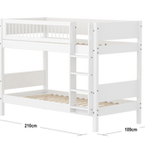 Bunk Bed 154 cm with Ladder and Safety Rail, 90x200 cm, White BUNKBED bunk-bed-f-wht-mdf-200x90-safety-rail-w-crossbars-f-wht  flexa-com.myshopify.com