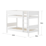 Bunk Bed 154 cm with Ladder and Safety Rail, 90x200 cm, White BUNKBED bunk-bed-f-wht-mdf-200x90-safety-rail-w-grooves-f-wht  flexa-com.myshopify.com