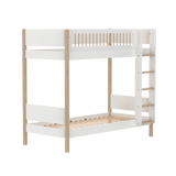 FLEXA Bunk Bed 184 cm with Straight Ladder and Crossbar Safety Rail, 90x200 cm, White/Oak, view 3