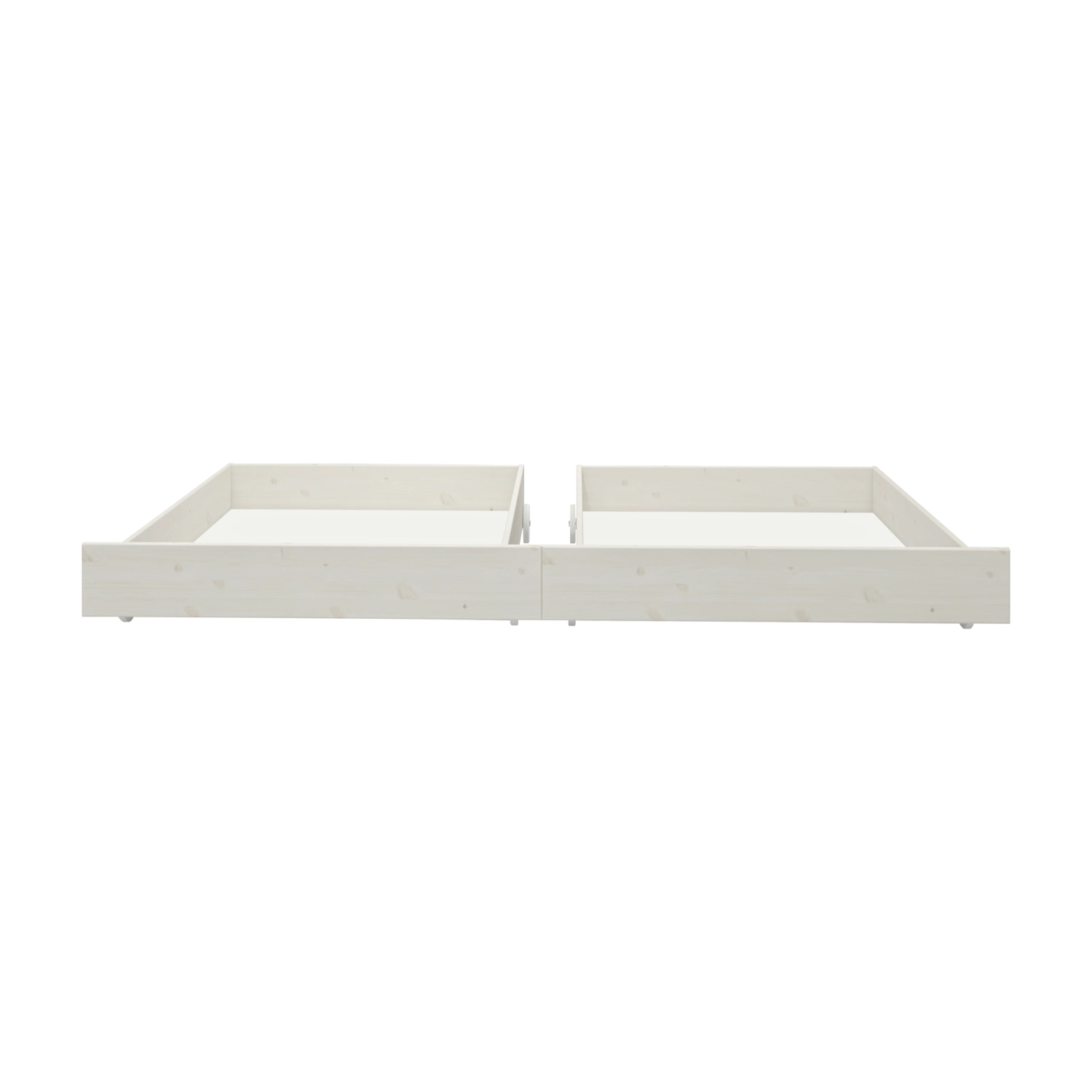 FLEXA WHITE underbed drawers from CLASSIC range, solid pine, fits beneath children’s beds, smooth edges for safety.