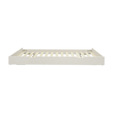 FLEXA PULL-OUT bed, white wood, 90x190 cm, front view on white background. Child-safe edges visible.