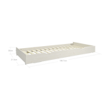 FLEXA white pull-out bed with slatted base, from FLEXA collection, space-saving for children’s or guest rooms.