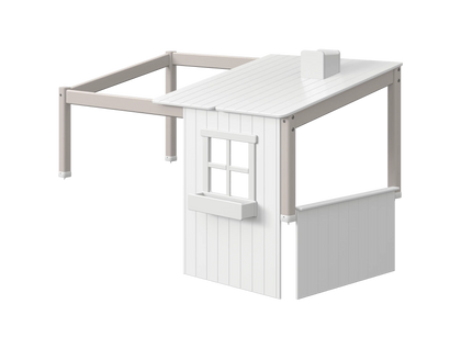 FLEXA 1/2 House for Single and High Bed 120 cm, White/Grey
