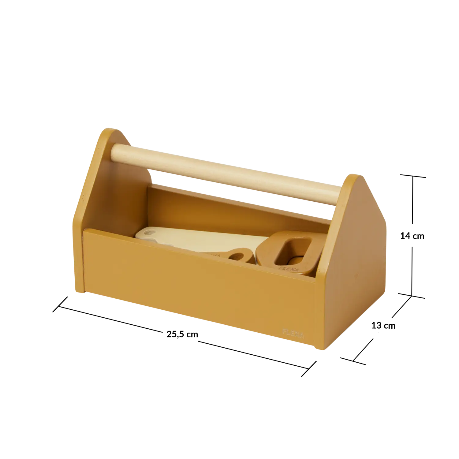 Toolbox, 4 pcs, Handpainted, Yellow PLAY toolbox-mustard-natural-wood  flexa-com.myshopify.com