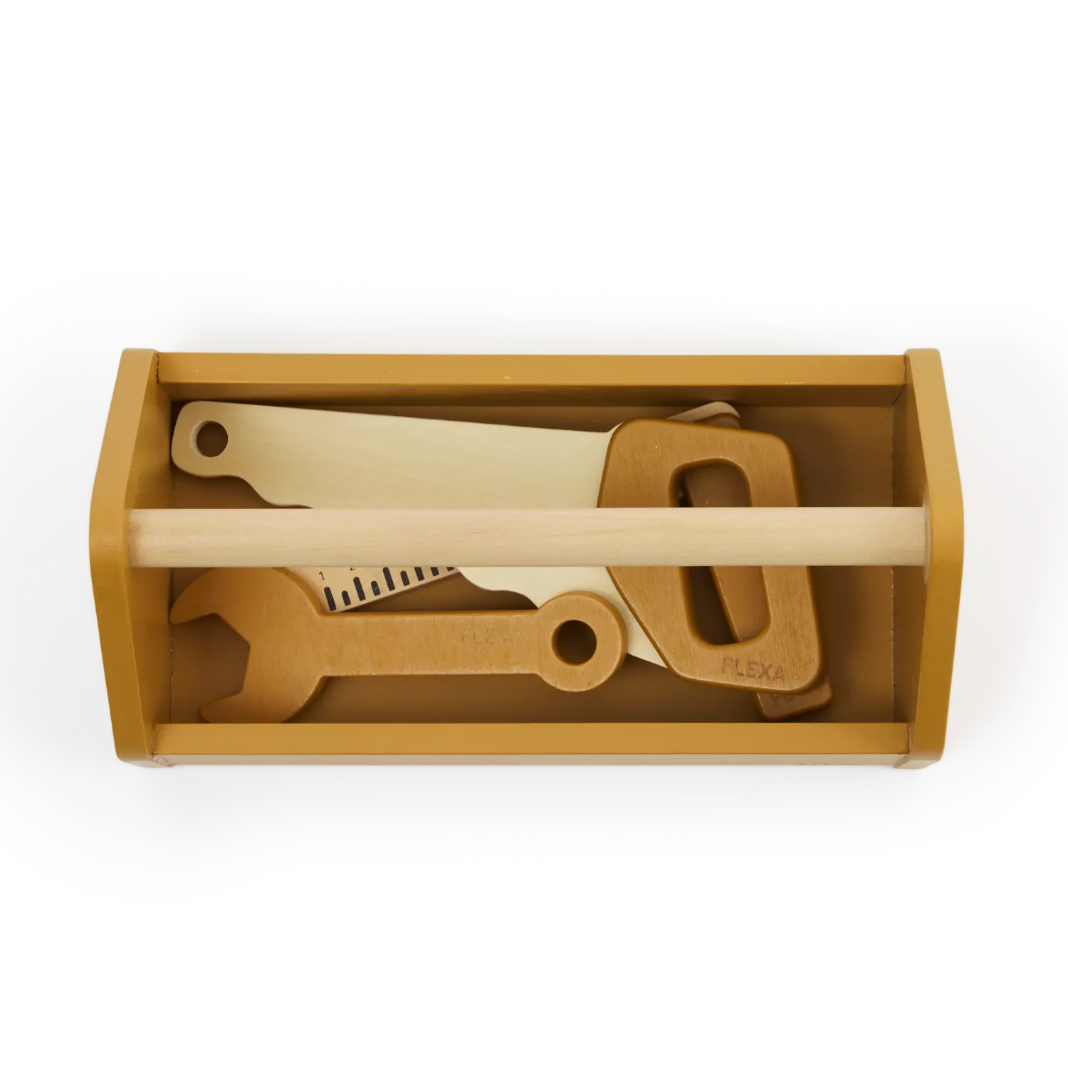 Toolbox, 4 pcs, Handpainted, Yellow PLAY toolbox-mustard-natural-wood  flexa-com.myshopify.com