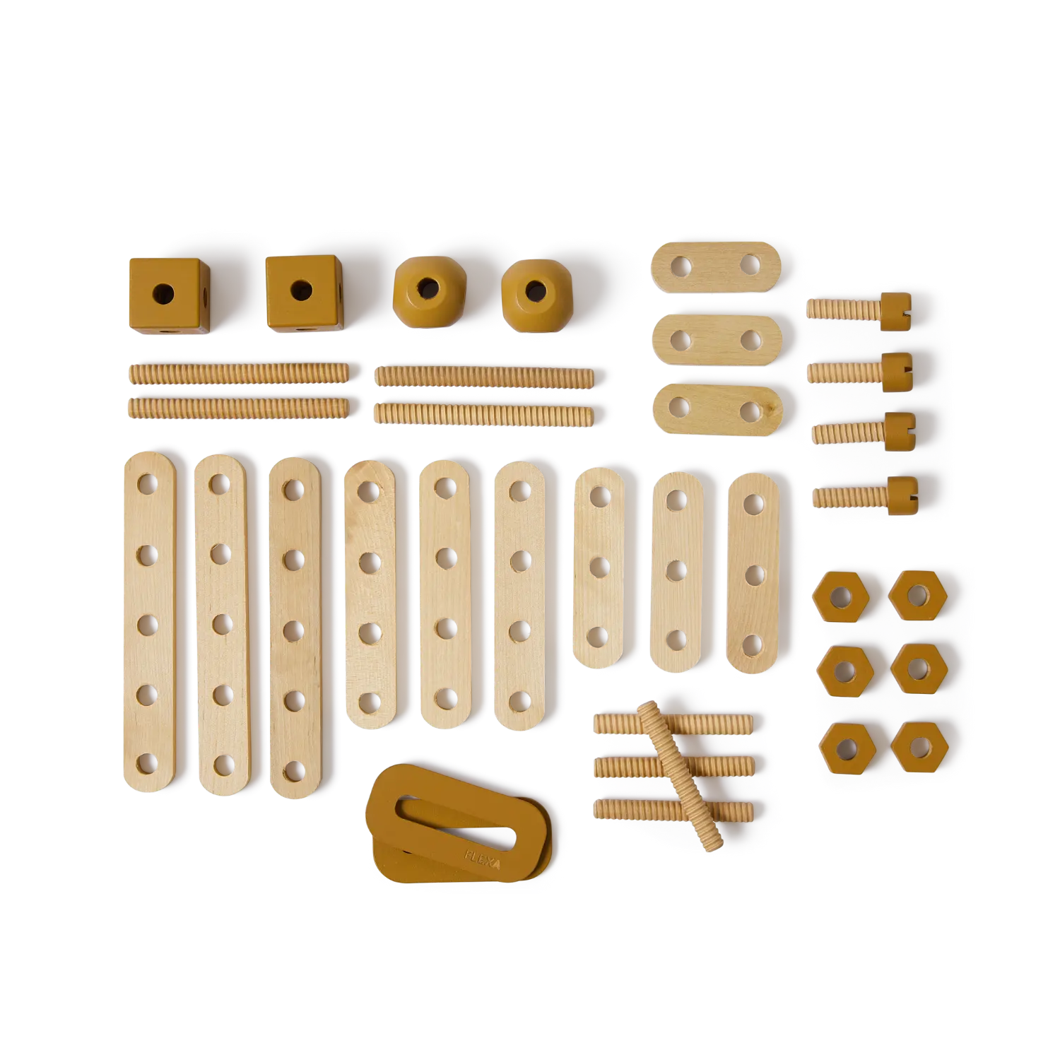 Construction Set, 36 pcs, Handpainted, Yellow PLAY construction-set-mustard-natural-wood  flexa-com.myshopify.com
