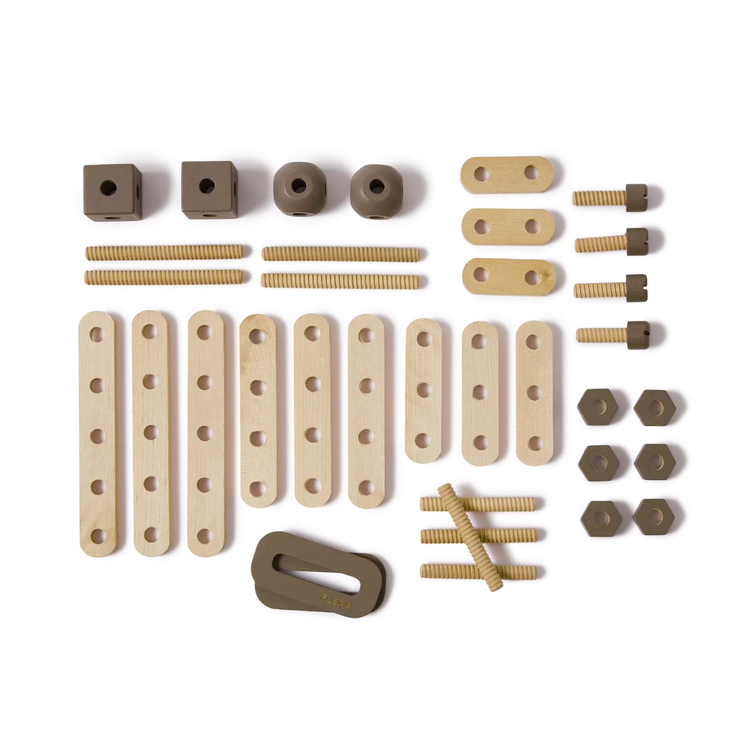 Construction Set, 36 pcs, Handpainted, Brown PLAY construction-set-brown-natural-wood  flexa-com.myshopify.com