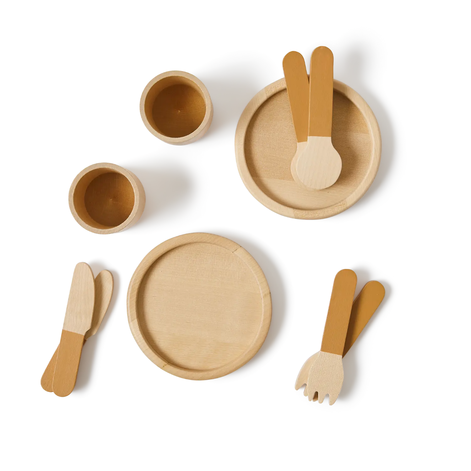 Tableware, 10 pcs, Handpainted, Yellow PLAY tableware-mustard-natural-wood  flexa-com.myshopify.com
