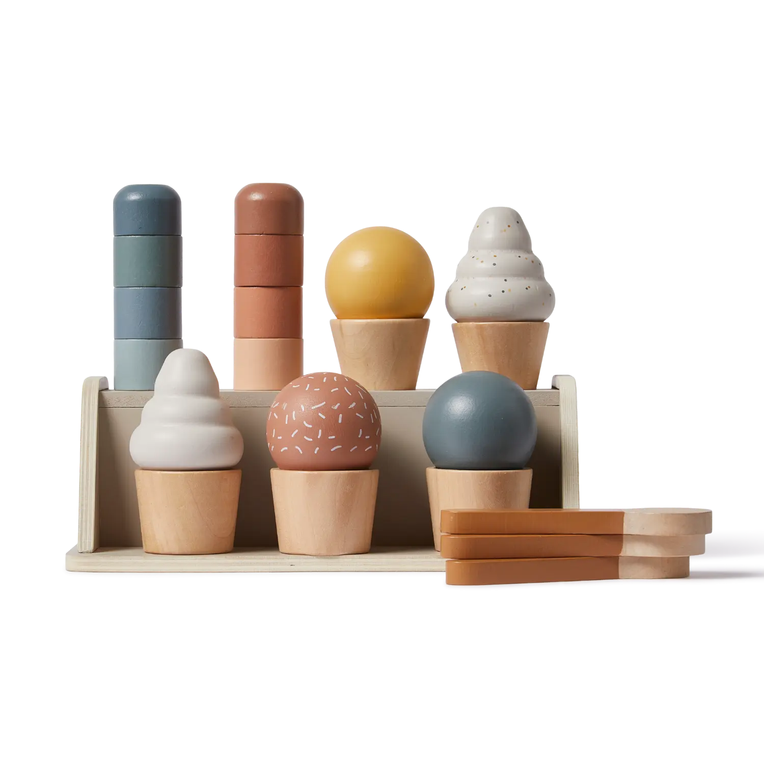 Ice Cream Set, 22 pcs, Handpainted PLAY ice-cream-set-multicolors-natural-wood  flexa-com.myshopify.com