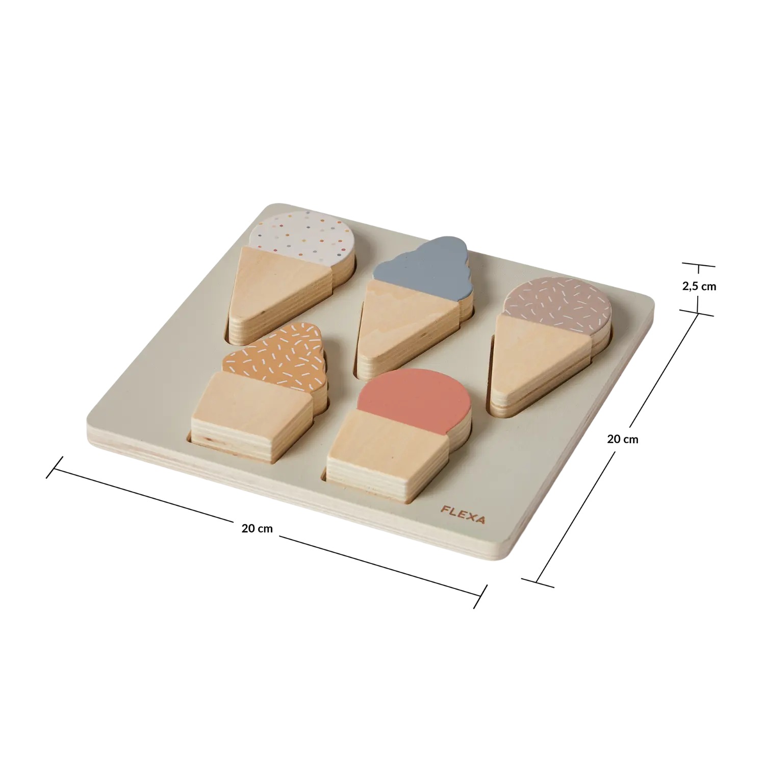 Ice Cream Puzzle, 5 pcs, Handpainted PLAY ice-cream-puzzle-multicolors-natural-wood  flexa-com.myshopify.com