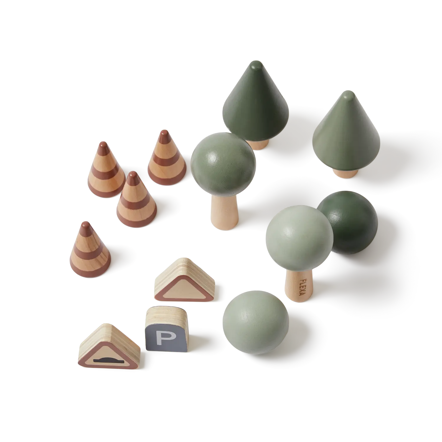 Accessories for Car Tracks, 13 pcs, Handpainted PLAY accessories-for-car-tracks-multicolors-natural-wood  flexa-com.myshopify.com