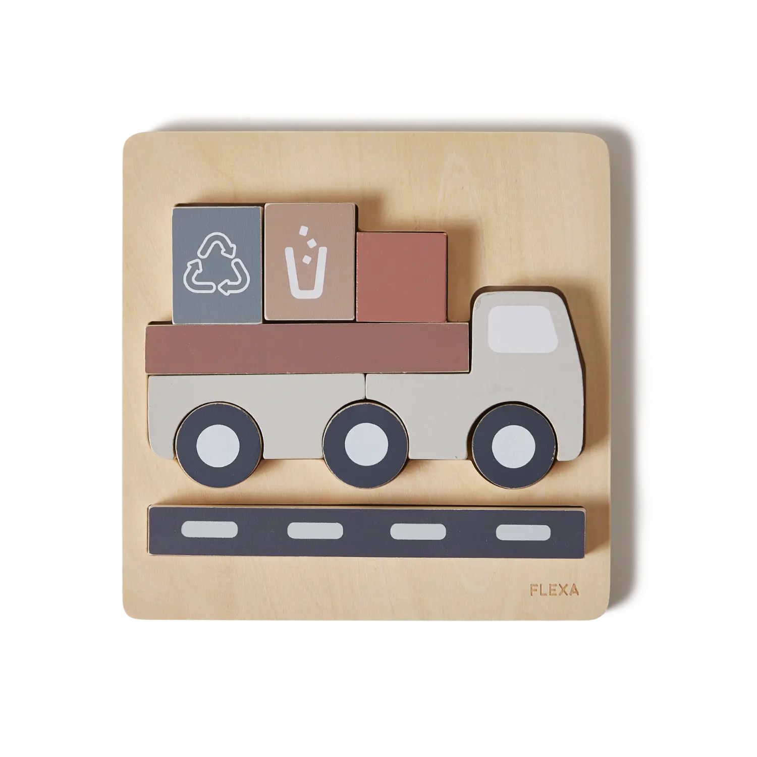 Truck Puzzle, 9 pcs, Handpainted PLAY truck-puzzle-multicolors-natural-wood  flexa-com.myshopify.com