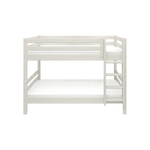 FLEXA CLASSIC white pine bunk bed with right ladder and safety rail, child-safe, shown in a children’s bedroom.