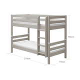 Bunk Bed 154 cm with Ladder and Safety Rail, 90x200 cm, Grey