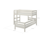FLEXA CLASSIC white pine bunk bed with ladder and guard rails, shown in a child’s bedroom, child-safe design visible.