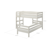 FLEXA CLASSIC white pine bunk bed with ladder and guard rails, shown in a child’s bedroom, child-safe design visible.