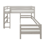Bunk Bed 143 cm with Ladder and Safety Rail, 90x200 cm, Grey