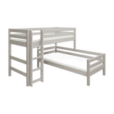 Bunk Bed 143 cm with Ladder and Safety Rail, 90x200 cm, Grey