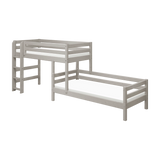 Bunk Bed 143 cm with Ladder and Safety Rail, 90x200 cm, Grey