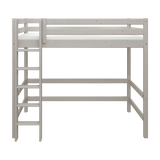 High Bed 184 cm with Safety Rail and Ladder, 90x200 cm, Grey