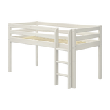 FLEXA white ladder and legs for high bed, with anti-slip steps; child-safe design, shown on plain background.
