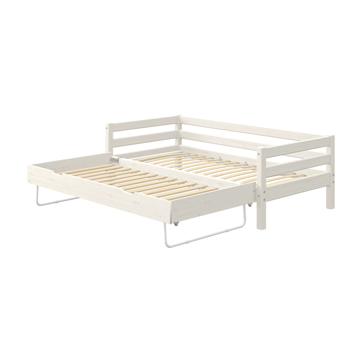 FLEXA single bed with pull-out bed, white, from CLASSIC collection; child-safe rails, shown on plain background.
