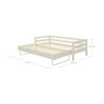 FLEXA single bed and pull-out guest bed, white wood, CLASSIC collection, shown in a child’s bedroom with safe rounded edges.