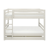 Bunk Bed 154 cm with Pull-out Drawer, Ladder and Safety Rail, 90x200 cm, White
