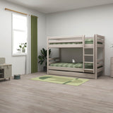 Bunk Bed 154 cm with Pull-out Drawer, Ladder and Safety Rail, 90x200 cm, Grey