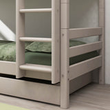 Bunk Bed 154 cm with Pull-out Drawer, Ladder and Safety Rail, 90x200 cm, Grey