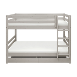 Bunk Bed 154 cm with Pull-out Drawer, Ladder and Safety Rail, 90x200 cm, Grey