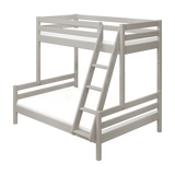 Family Bunk Bed 184 cm with Ladder and Safety Rail, 90/140x200 cm, Grey