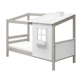 Single Bed with 1/2 House, 90x200 cm, White/Grey