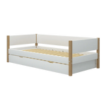 Single Bed with Pull-out Bed, 90x200 cm, White/Oak SINGLE_BED daybed-with-guest-bed-white-oak-1  flexa-com.myshopify.com