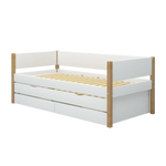 Single Bed with Storage and Pull-out Bed, 90x200 cm, White/Oak SINGLE_BED daybed-with-guest-bed-and-2-drawers-white-oak-1  flexa-com.myshopify.com