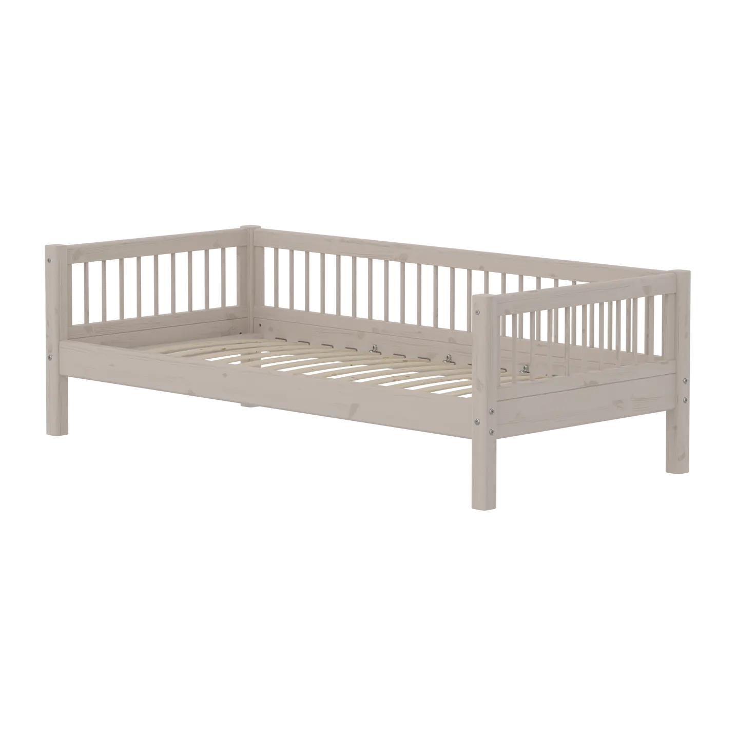 Single Bed, 90x200 cm, Grey SINGLE_BED single-bed-with-scandinavian-safety-rail-grey-washed  flexa-com.myshopify.com