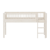 High Bed 120 cm with Safety Rail and Ladder, 90x200 cm, White MID_HIGH-BED mid-high-bed-with-scandinavian-safety-rail-white-washed  flexa-com.myshopify.com