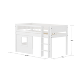 High Bed 120 cm with Treehouse, 90x200 cm, White MID_HIGH-BED mid-sleeper-white-crossbar-str-ladder-tree-hut-wht-window  flexa-com.myshopify.com