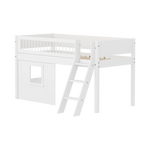 High Bed 120 cm with Treehouse, Ladder and Safety Rail, 90x200, White MID_HIGH-BED mid-sleeper-white-crossbars-sl-ladder-tree-hut-wht-window  flexa-com.myshopify.com