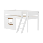 High Bed 120 cm with Treehouse, Ladder and Safety Rail, 90x200, White/Oak MID_HIGH-BED mid-sleeper-white-grooves-sl-ladder-tree-hut-oak-window  flexa-com.myshopify.com
