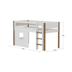 High Bed 120 cm with Treehouse, Ladder and Safety Rail, 90x200 cm, White/Oak MID_HIGH-BED mid-sleeper-nor-crossbars-str-ladder-tree-hut-wht-window  flexa-com.myshopify.com