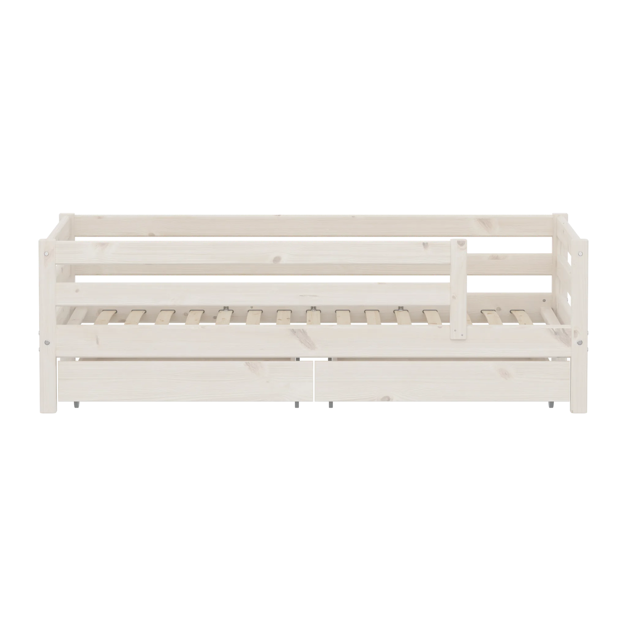 FLEXA Single Bed with Safety Rail and Storage, 90x200 cm, White, view 2