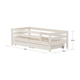 FLEXA Single Bed with Safety Rail and Storage, 90x200 cm, White, measurements