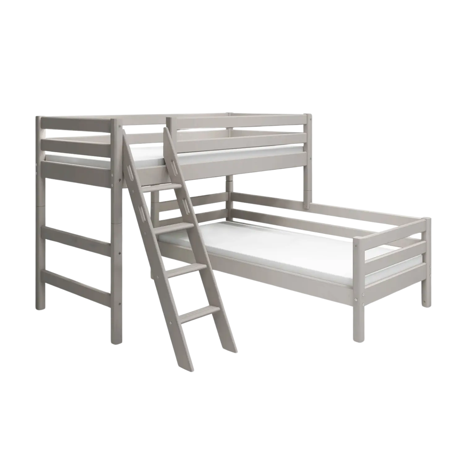 Bunk Bed 143 cm with Ladder and Safety Rail, 90x200 cm, Grey BUNKBED 200 flexa-com.myshopify.com